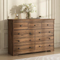 Dresser for Bedroom, 9 Drawer Dresser with Large Drawers, 55 Inch Wide Wood Chest for Living Room, Hallway, Walnut