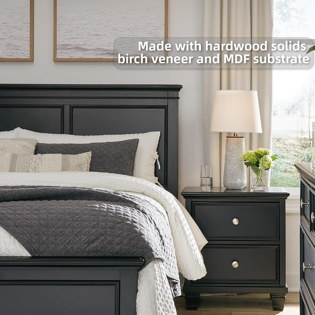 Signature Design by Ashley Lanolee Transitional Full Panel Bed with Tapered Feet, Foundation or Box Spring Needed, Black