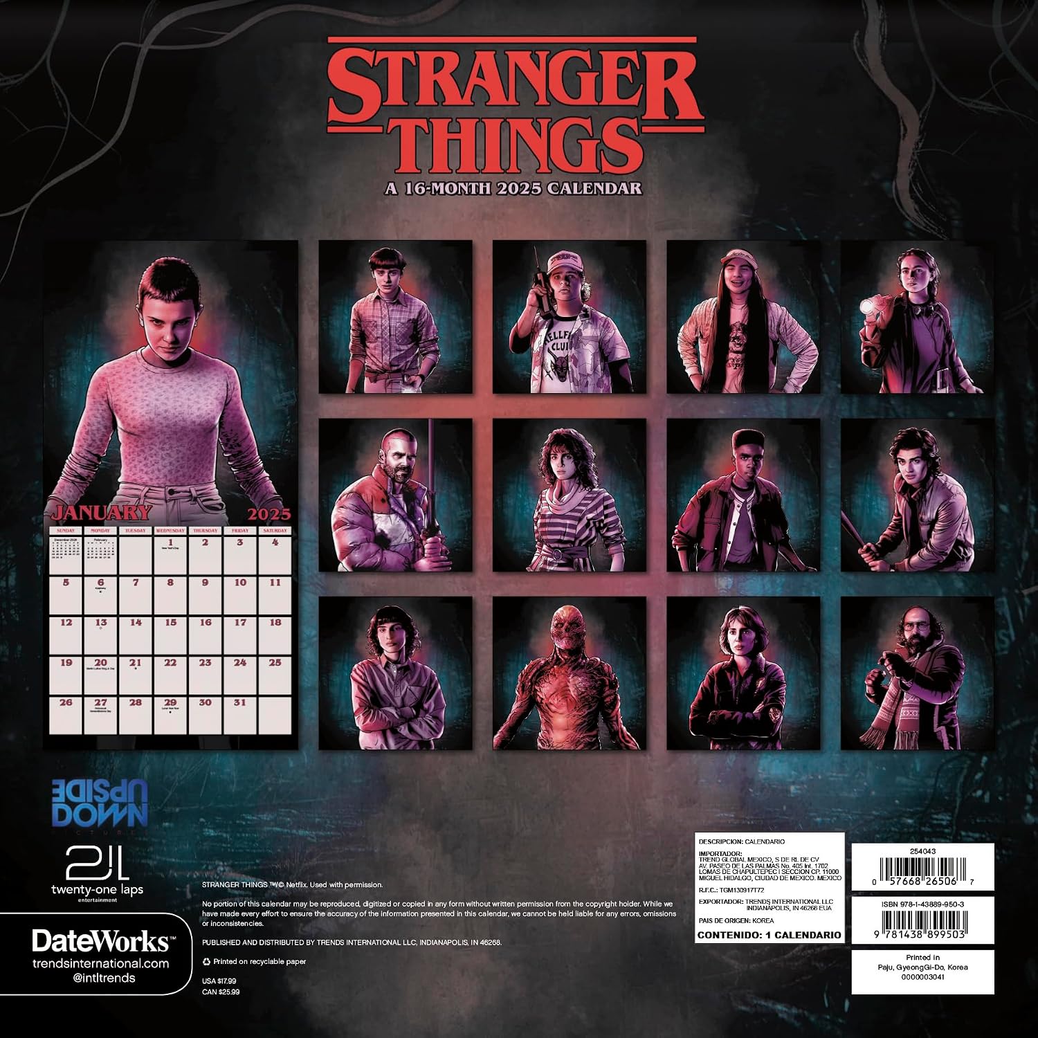 2025 Netflix Stranger Things Wall Calendar