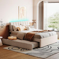 Teddy Fleece Full Size Upholstered Platform Bed Frame for Boys Girls Kids Adults Toddler with Trundle, Beige