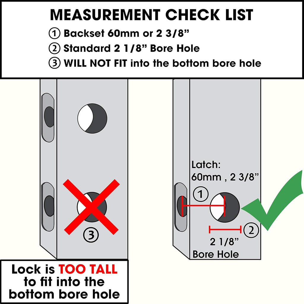 MX400 14 Digit Keypad Mechanical Door Lock Lever Set - 60mm Latch for Residential Gates or Doors - Fits Standard 2 1/8' USA Door Holes - Not a Deadbolt Satin Chrome
