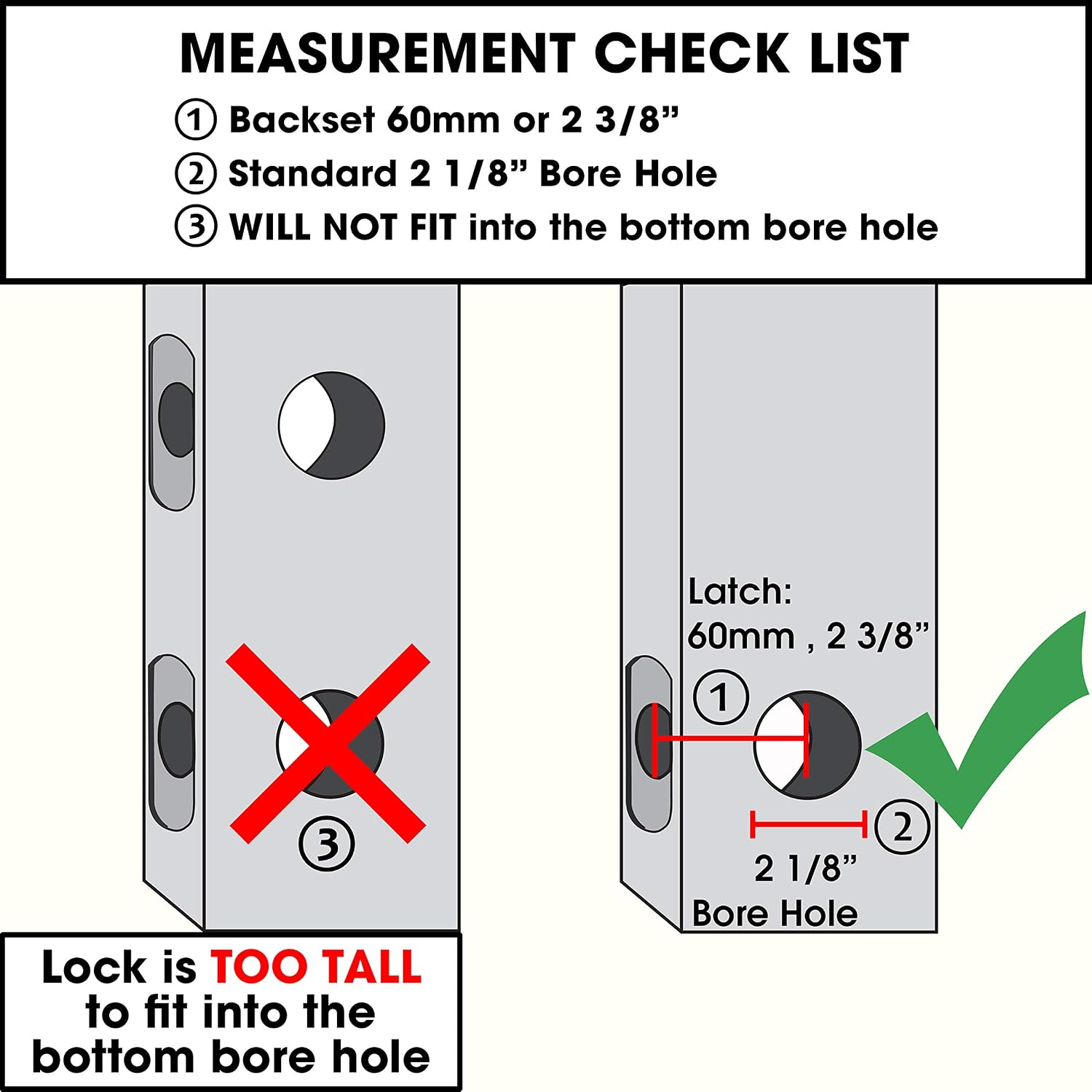 MX400 14 Digit Keypad Mechanical Door Lock Lever Set - 60mm Latch for Residential Gates or Doors - Fits Standard 2 1/8' USA Door Holes - Not a Deadbolt Satin Chrome