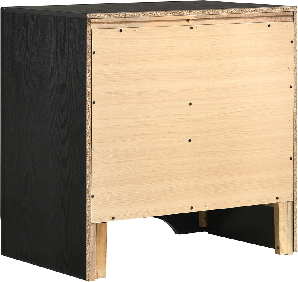 Coaster Home Furnishings Miranda Contemporary Engineered Wood 2-Drawer Bedroom Nightstand Bedside Table Organizer Unit Black 206362