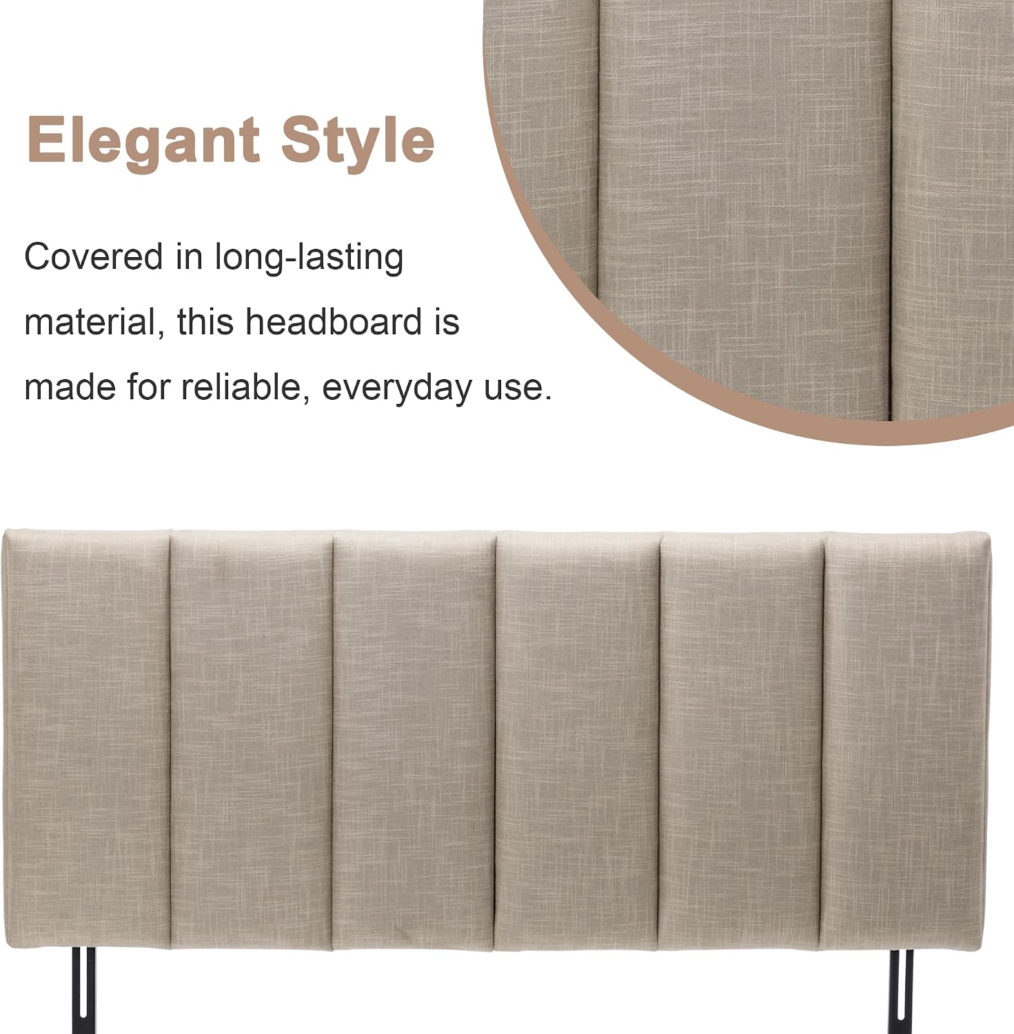 HAOBO Home Upholstered Headboard Foldable King Size Headboards Eastern King/California King Linen Panel with Height Adjustments