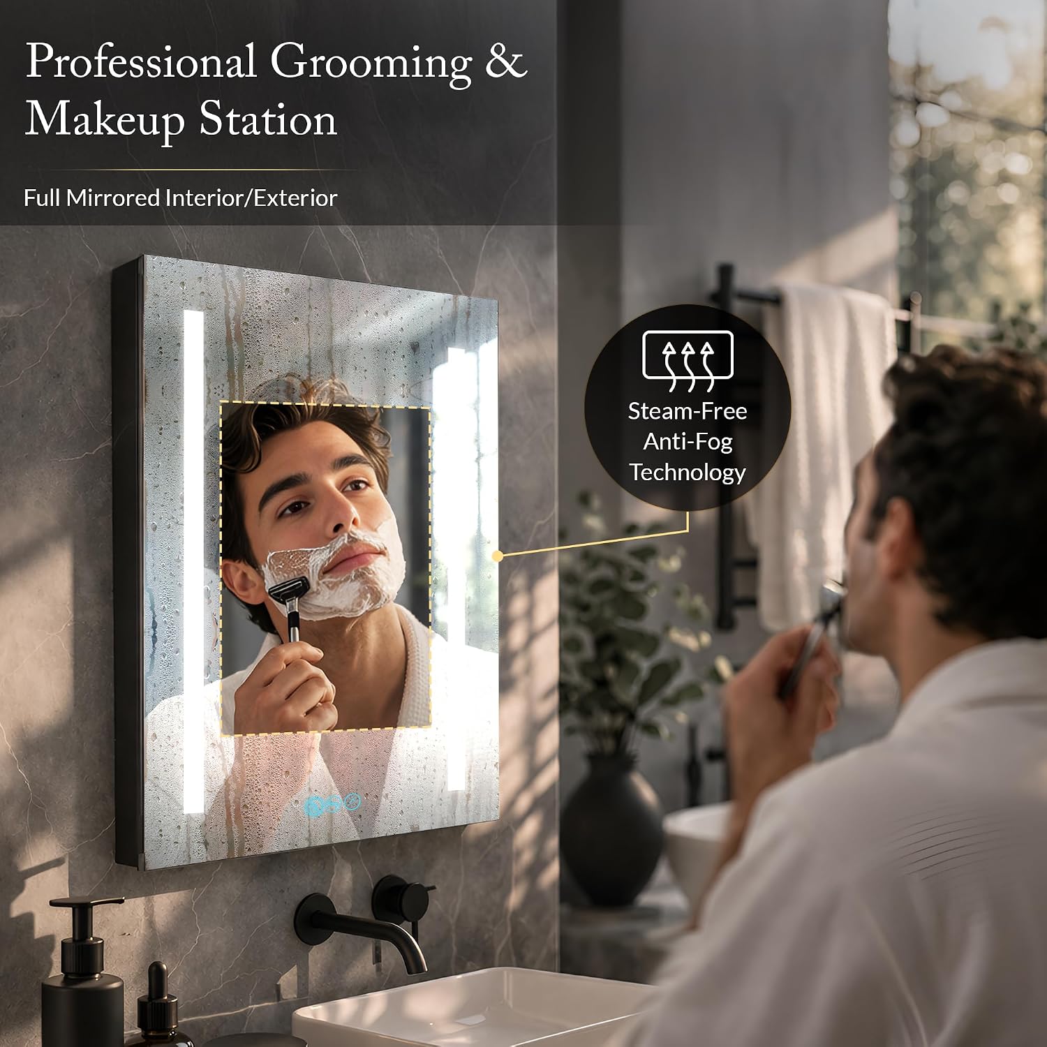 Blossom LED Medicine Cabinet Mirror for Bathroom, 20x32 Inch - Lighted Medicine Cabinet with Mirror - Recessed or Surface Makeup Mirror, Anti-Fog, Adjustable Brightness - P1(M)-20-Left Hinge