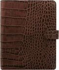 Filofax Classic Croc Print Leather Organizer Agenda Calendar Weekly Daily Planner A5 Size in Chestnut Brown Bundle With DiLoro Ballpoint Pen (A5, Chestnut 2026, 026017)