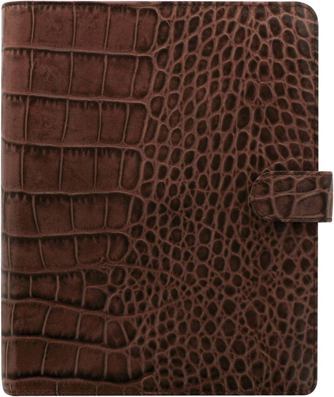 Filofax Classic Croc Print Leather Organizer Agenda Calendar Weekly Daily Planner A5 Size in Chestnut Brown Bundle With DiLoro Ballpoint Pen (A5, Chestnut 2026, 026017)