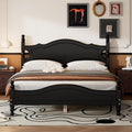 Merax Retro Queen Platform Bed with Headboard, Wood Bed Frame No Box Spring Needed/Easy Assemble, Black
