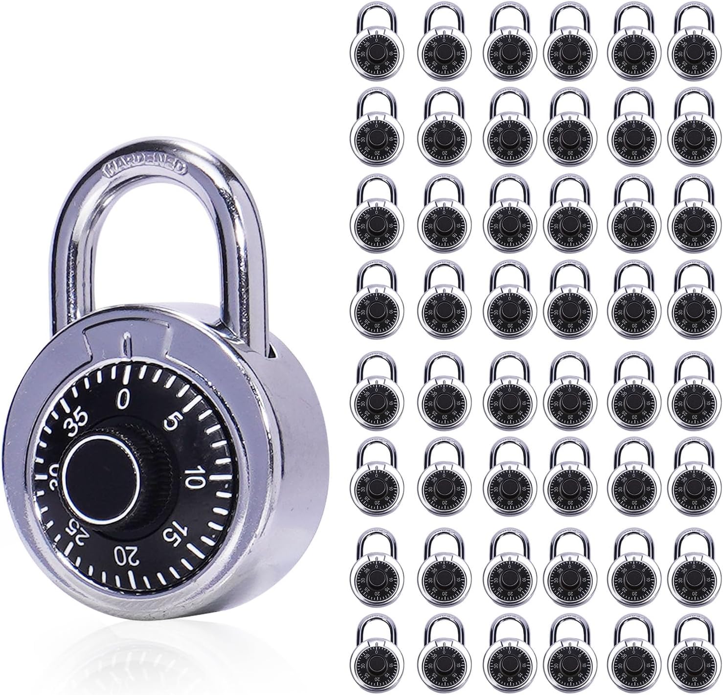 48 Pack 50 mm (2') Black Dial Combination Padlocks, Hardened Steel Shackle, Locker Keyless Combination Locks for Gym Lockers, School Lockers, Office Lockers, and Toolboxes