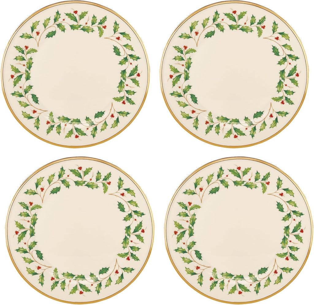 Lenox 897080 Holiday Dinnerware Dinner Plates, Set of 4, Red & Green, Christmas, Hosting