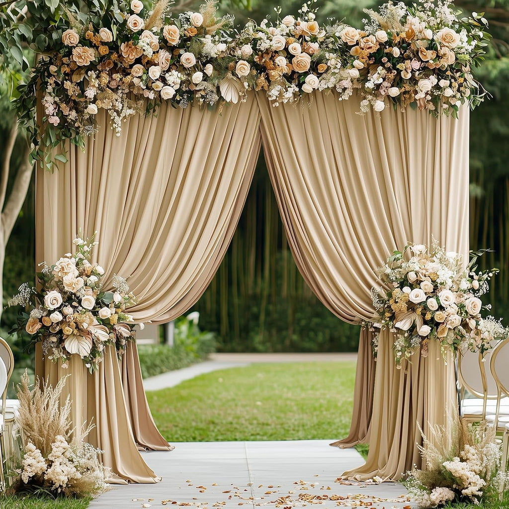 40ftx15ft Champagne Backdrop Curtains for Parties, Wrinkle Free Polyester Photo Backdrop Drapes 8 Panels 15 ft Long Back Drop Cloth for Wedding Birthday Photography Background Party