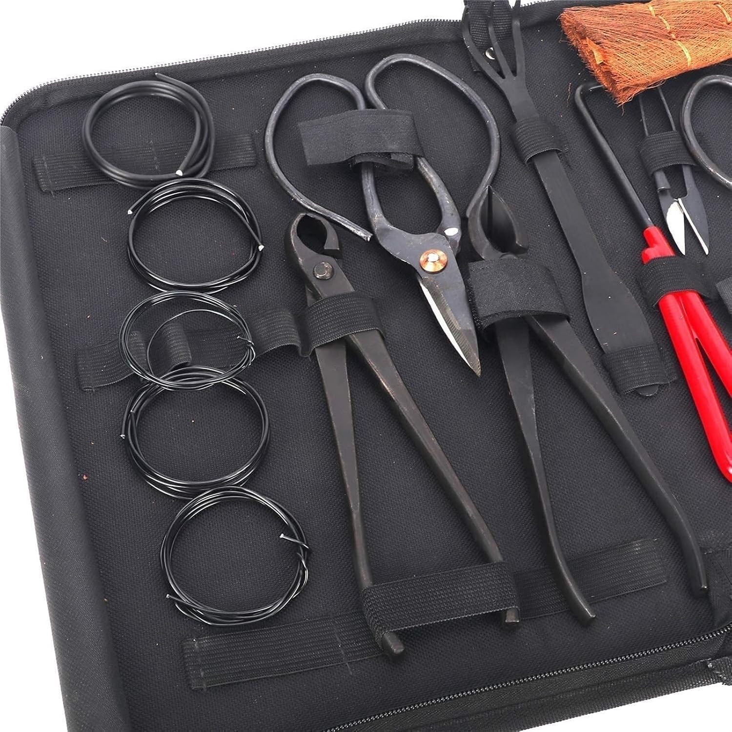 1/15Pcs Bonsai Pruning Tool Set Carbon Steel Extensive Cutter Scissors Kit with Nylon Case for Home Garden Hand DIY Pruning Tool (Color : 15Pcs-A Set)