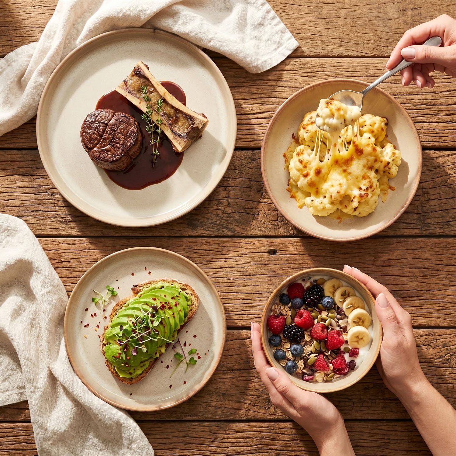 Ceramic Dinnerware (16 pcs) Serve 4 people, Plates and Bowls Sets,Handmade Reactive Glaze Dishes Set, Chip Resistant and Scratch Resistant, for Oven & Dishwasher & Microwave Safe