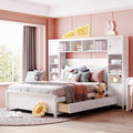 Merax Full Size Platform Bed with 4 Drawers, Wooden Full Bed with All-in-One Cabinet and Shelf, White