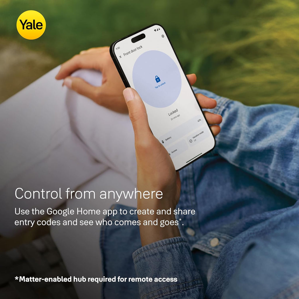 Yale Snow Keyed Deadbolt Smart Lock with Google Matter, YRD510-MT1-SNW
