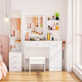 INTERGREAT Makeup Vanity Desk with Lights and Full-Length Mirror, White Vanity Table Set with 3 Lighting Modes, Dressing Table with Drawers, Large Vanity Desk for Women and Girls' Bedroom