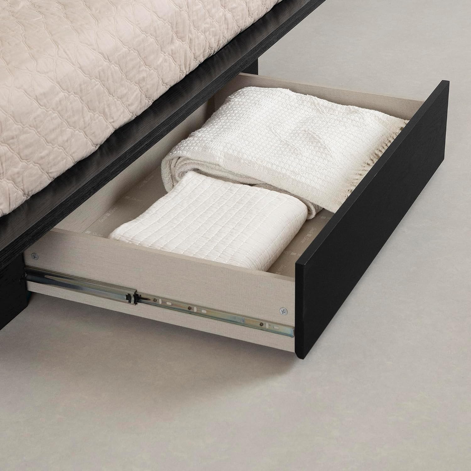 South Shore Primo Platform Bed and Headboard Set, Full/Queen, Black Oak
