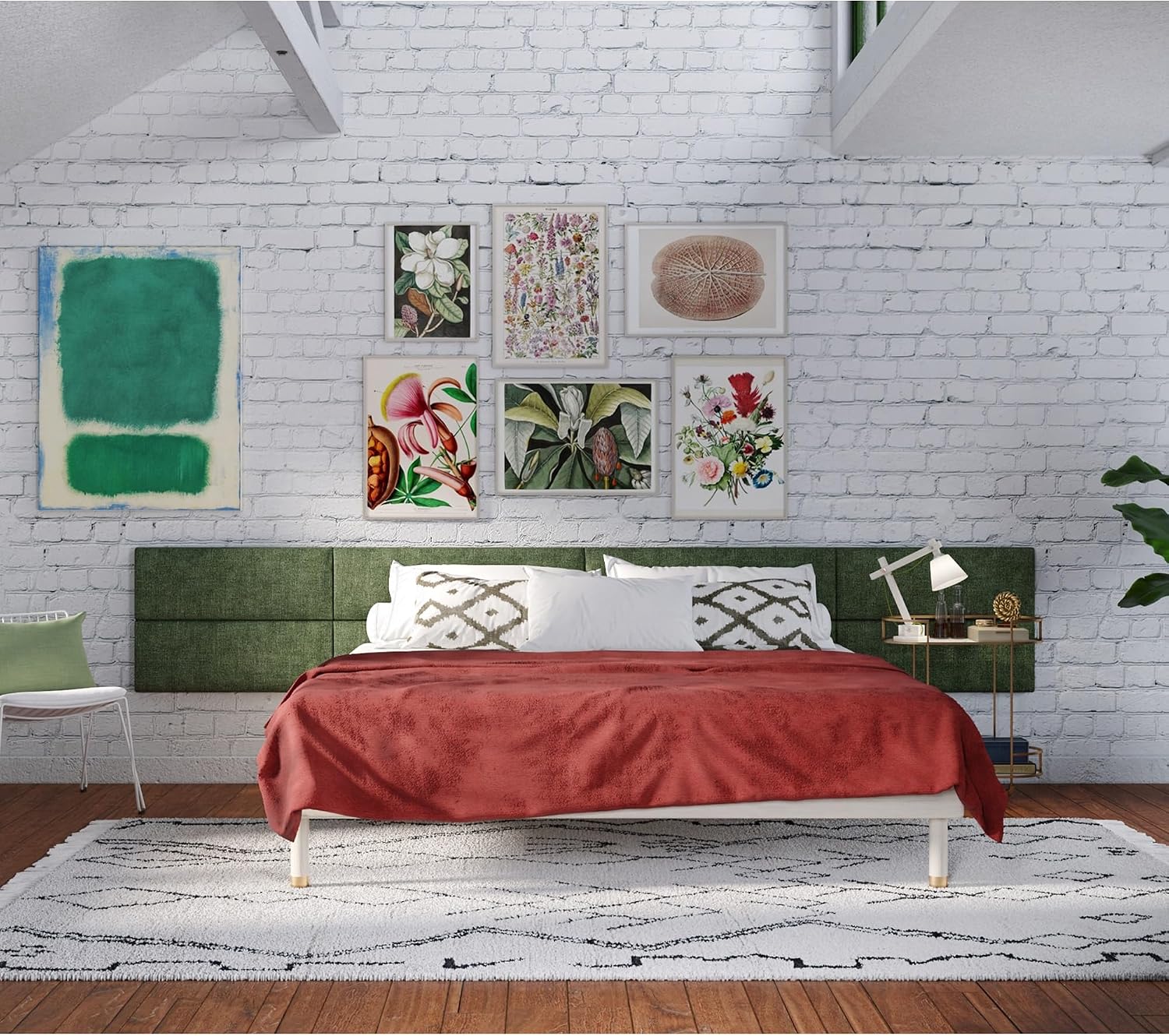 Jaxx Panelist Modern Padded Headboard – Set of 4 Wall Mounted Panels (Each 11.25' x 30') - Queen, Petrol Blue Microvelvet
