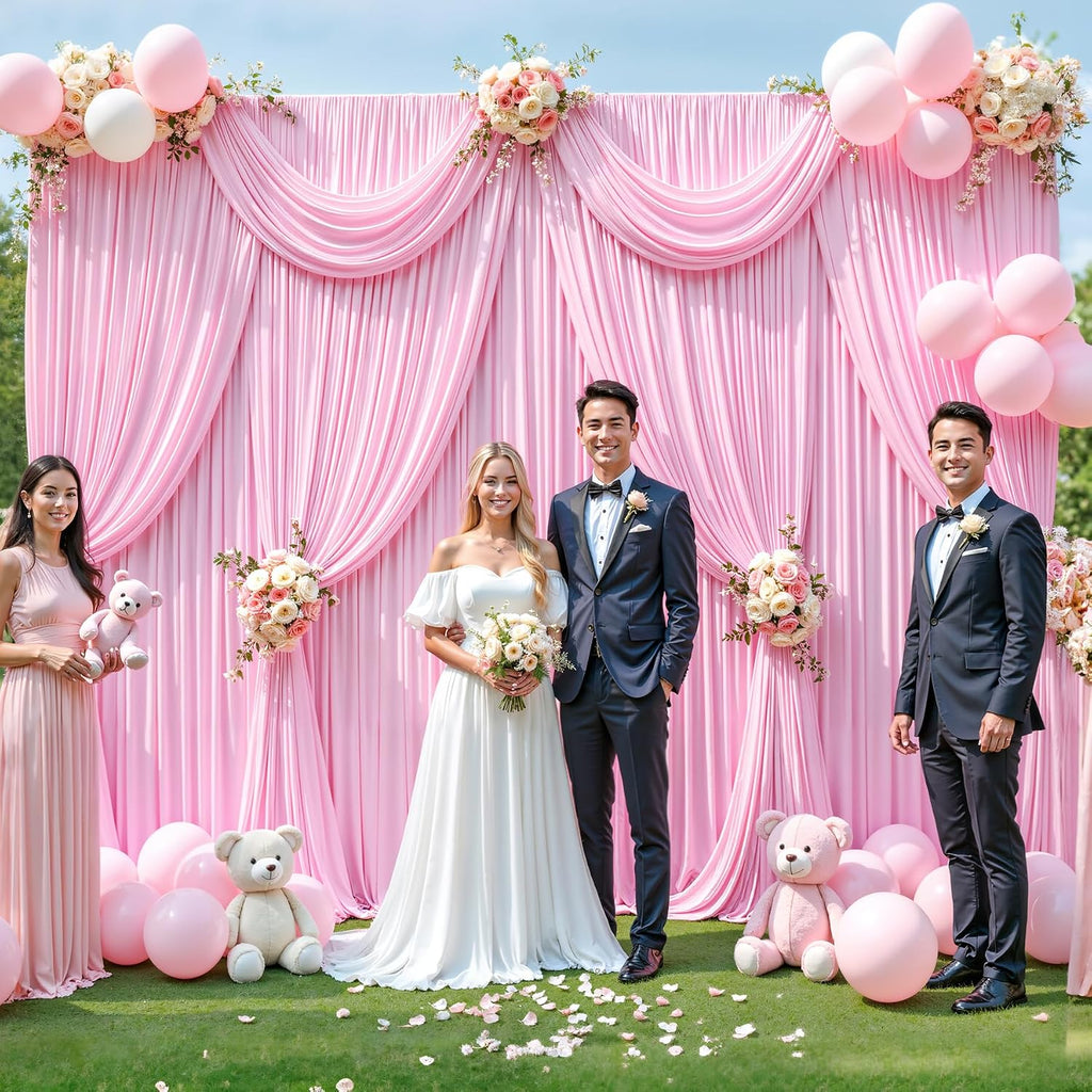 40ft x 12ft Light Pink Backdrop Curtains Wrinkle Free Backdrop Curtain for Wedding Parties Pink Fabric Backdrops Drapes Back Drop Cloth Bridal Shower Stage Curtains Wedding Decorations for Reception