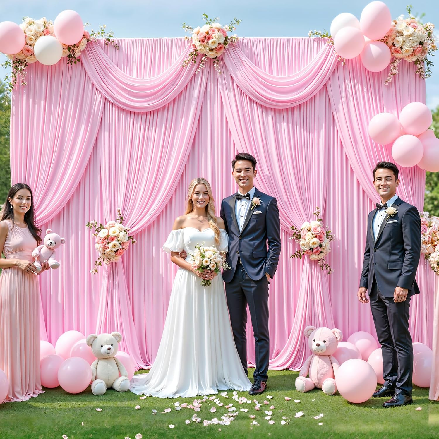 50ft x 12ft Light Pink Backdrop Curtains Wrinkle Free Backdrop Curtain for Wedding Parties Pink Fabric Backdrops Drapes Back Drop Cloth Bridal Shower Stage Curtains Wedding Decorations for Reception