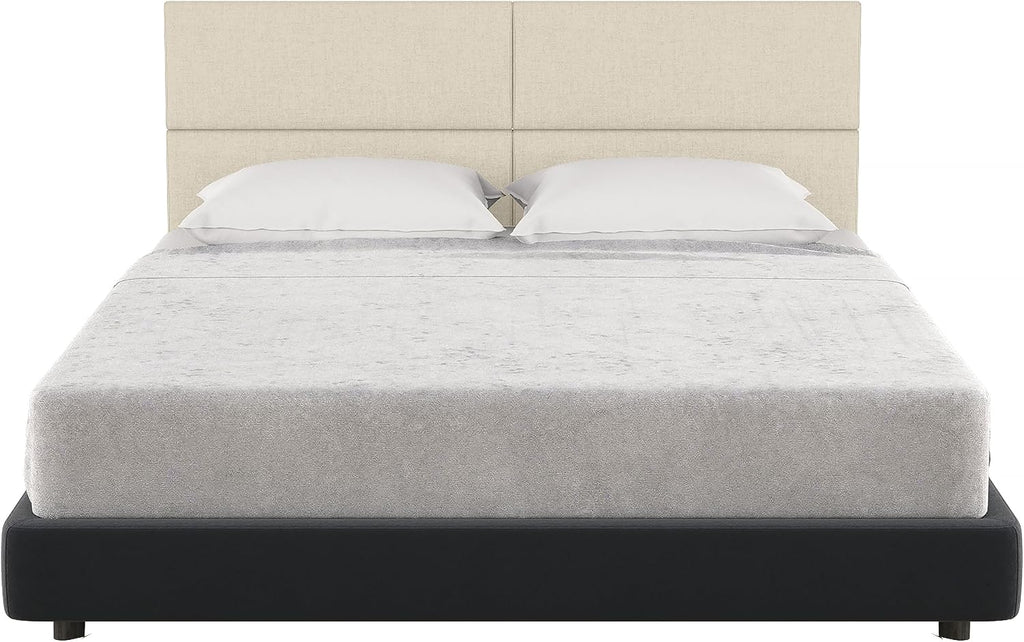 Jaxx Panelist Modern Padded Headboard – Set of 4 Wall Mounted Panels (Each 11.25' x 30') - Queen, Dune Beige Microvelvet