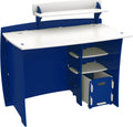 Legaré Furniture Children's Desk with Shelves and File Cart Set for Kids, Blue Race Car Series Desk, Blue and White