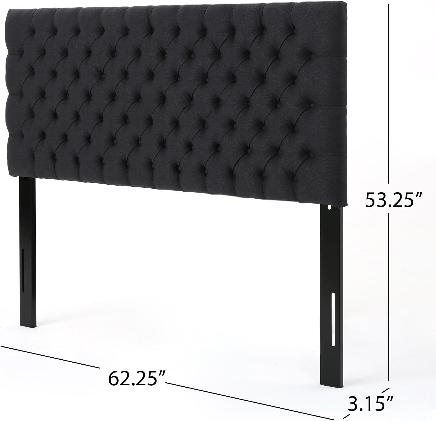 Christopher Knight Home Jezebel Fabric Headboard, Queen / Full, Dark Charcoal / Black Steel