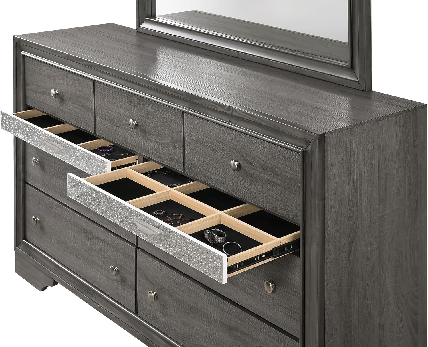 GOWE Traditional Style Full 4 Piece Storage Bedroom Set Made with Wood in Gray