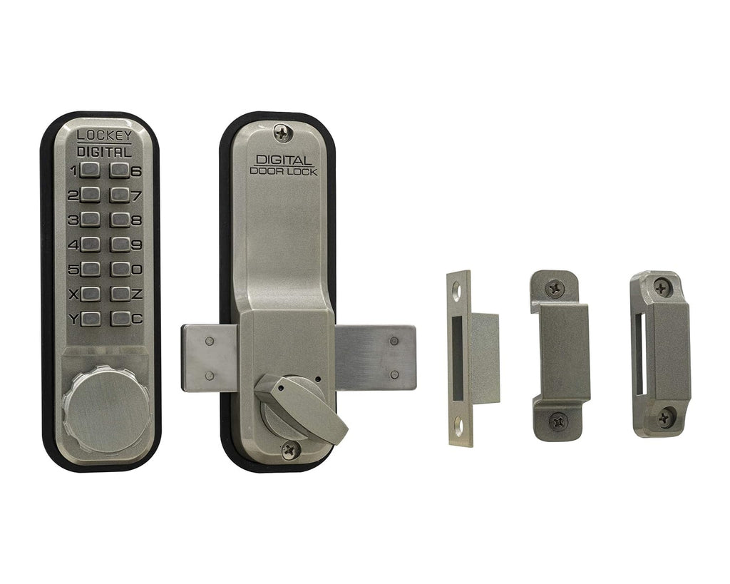 Lockey USA 2200SN Surface Mount Lock, Satin Nickel, Keypad, Retractable, Keyless