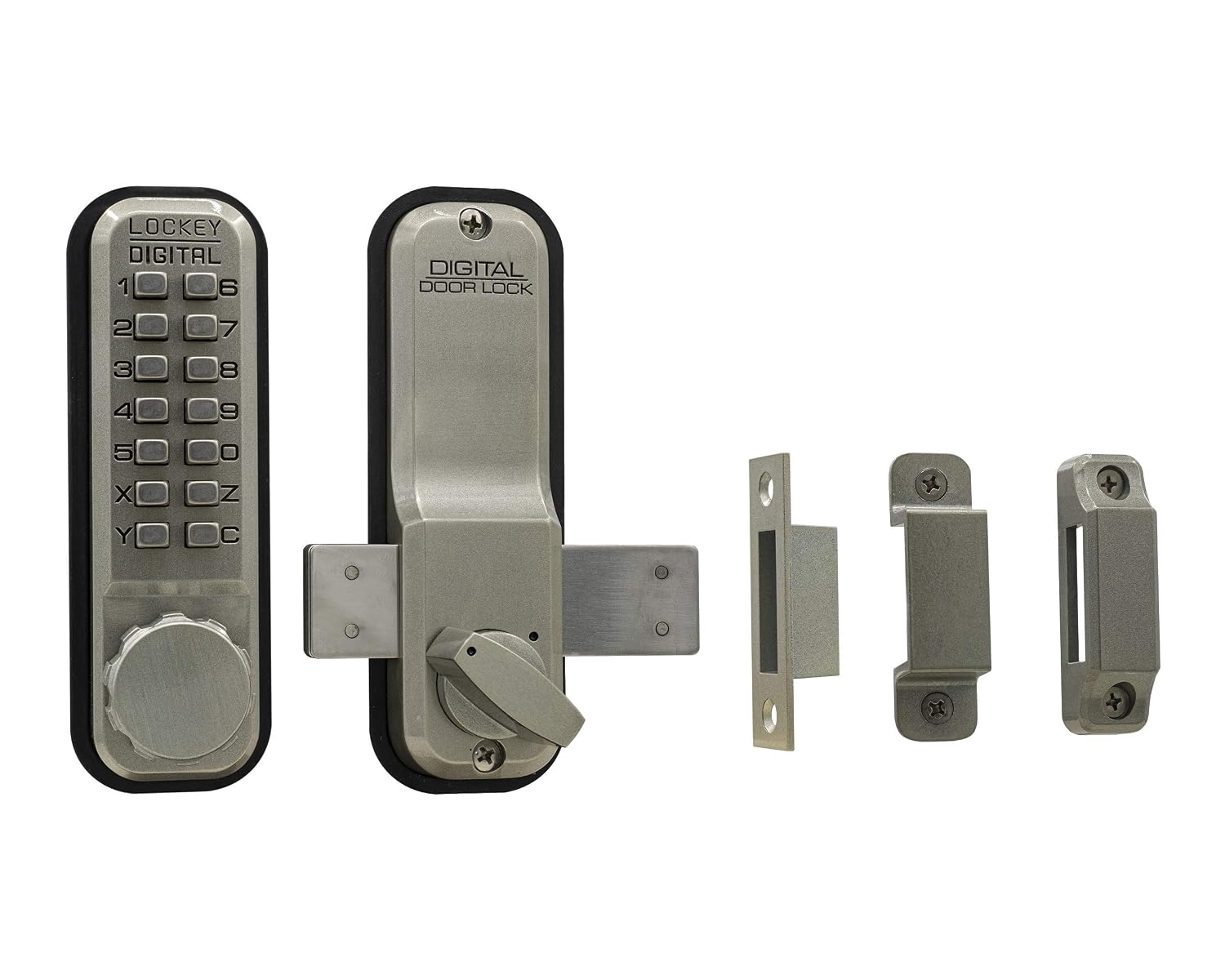 Lockey USA 2200SN Surface Mount Lock, Satin Nickel, Keypad, Retractable, Keyless