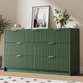 MAISONARIA Green 7 Drawer Dresser for Bedroom, 55.9' Wide Modern Fluted Dresser with Gold Metal Handles, Wide Chest of Drawers for Bedroom, Living Room, Entryway, Hallway