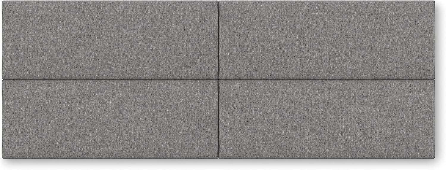 Jaxx Panelist Modern Padded Headboard – Set of 4 Wall Mounted Panels (Each 11.25' x 30') - Queen, Mouse Grey Microvelvet