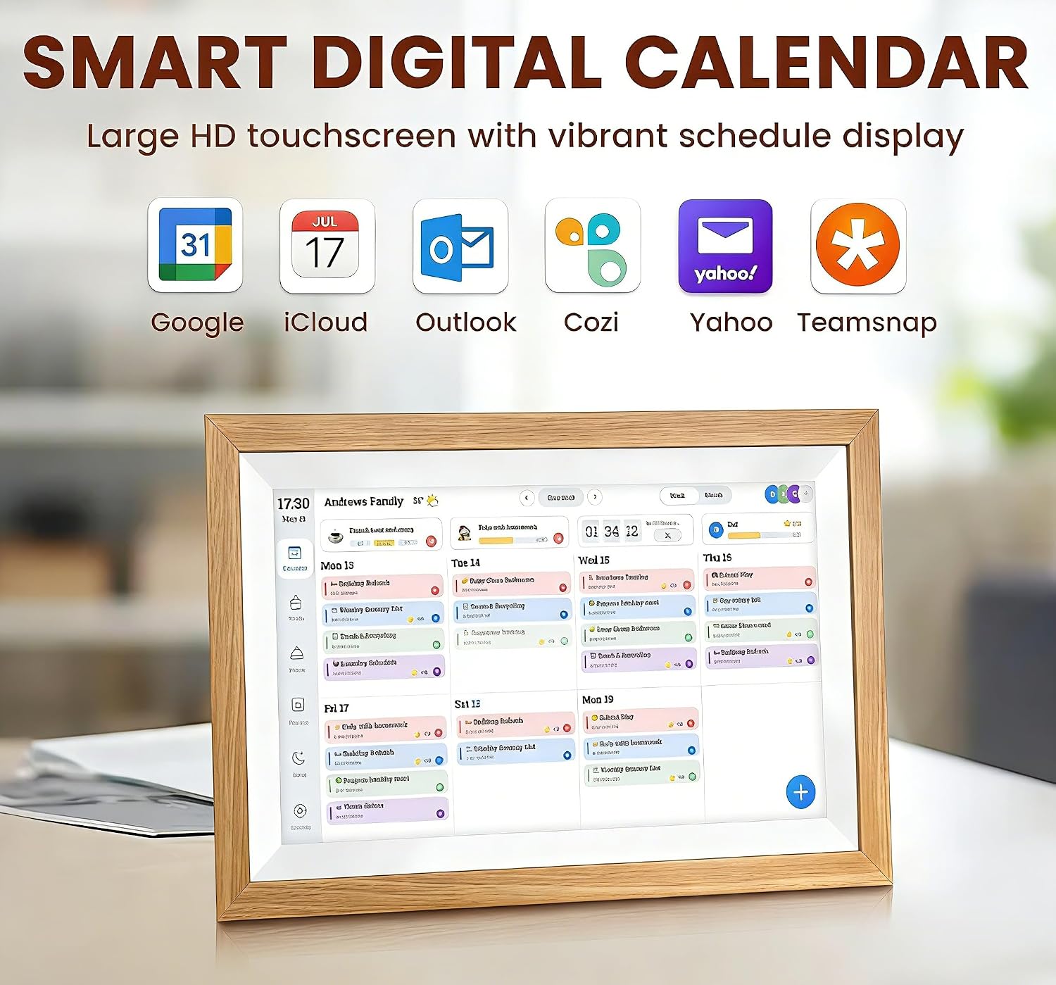 Digital Picture Frame,24' Digital Calendar Chore Chart HD Interactive Touchscreen,Smart Family Planner,Hearth Display Digital Calendar Wall & Desk Mountable for Seamless