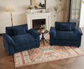 HUSFU 49.5'' W Oversized Accent Chair, Chenille Cloud Sofa Chair with Deep Seat and Extra Wide Armrests, Comfy Reading Armchair for Bedroom, Living Room, Set of 2, Blue