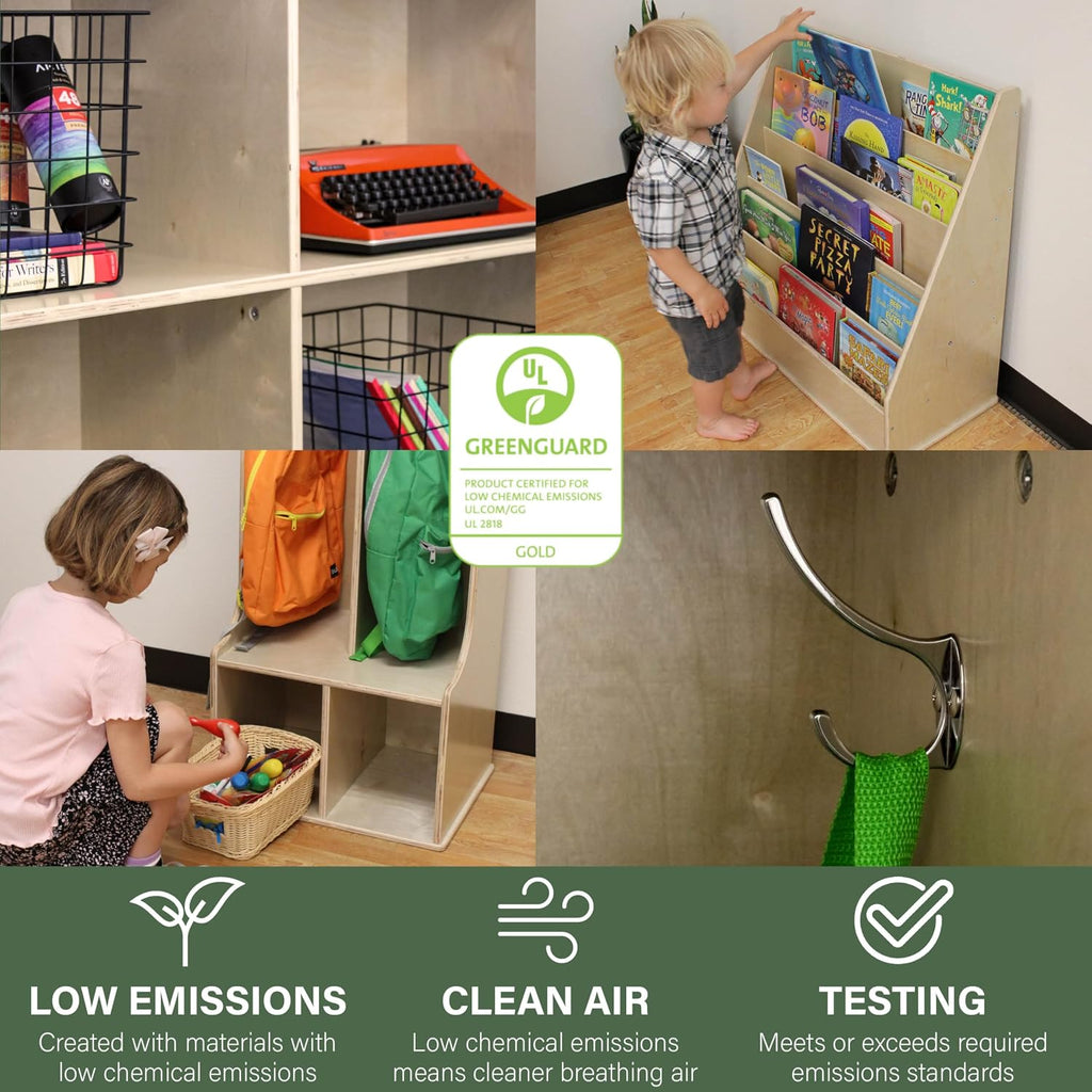 Factory Direct Partners Birch Book Display Stand, 5-Shelf Storage for Kid's Books and Magazines, Children's Furniture for Bedroom, Playroom, Daycare, Preschool or Classroom - Natural, 13132-NT