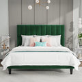SHA CERLIN Full Bed Frame/Velvet Upholstered Platform Bed Frame with Headboard/Strong Wood Slats Support/Mattress Foundation/No Box Spring Needed - Green