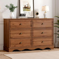 Chrangmay Modern Chest of Drawers with 6 Drawers,Deep Drawers,Clothes Organizer,Large Storage Cabinet for Living Room, Bedroom,Hallway,with Anti-Tipping Device,Brown