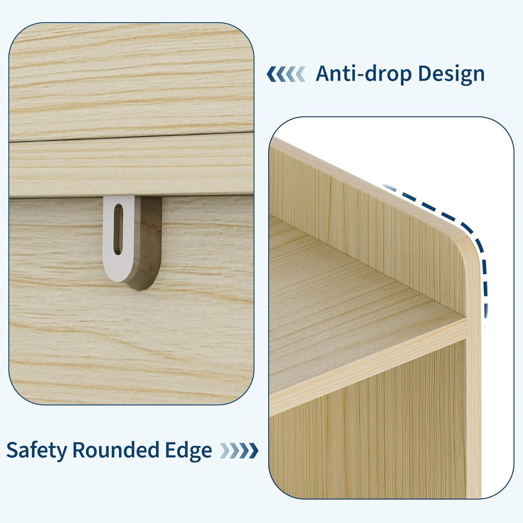 IDEALHOUSE Toy Storage Cabinet, Kids Bookshelf with Movable Drawers and Open Shelves, Kids Bookcase Organizer for Playroom Nursery Kindergarten