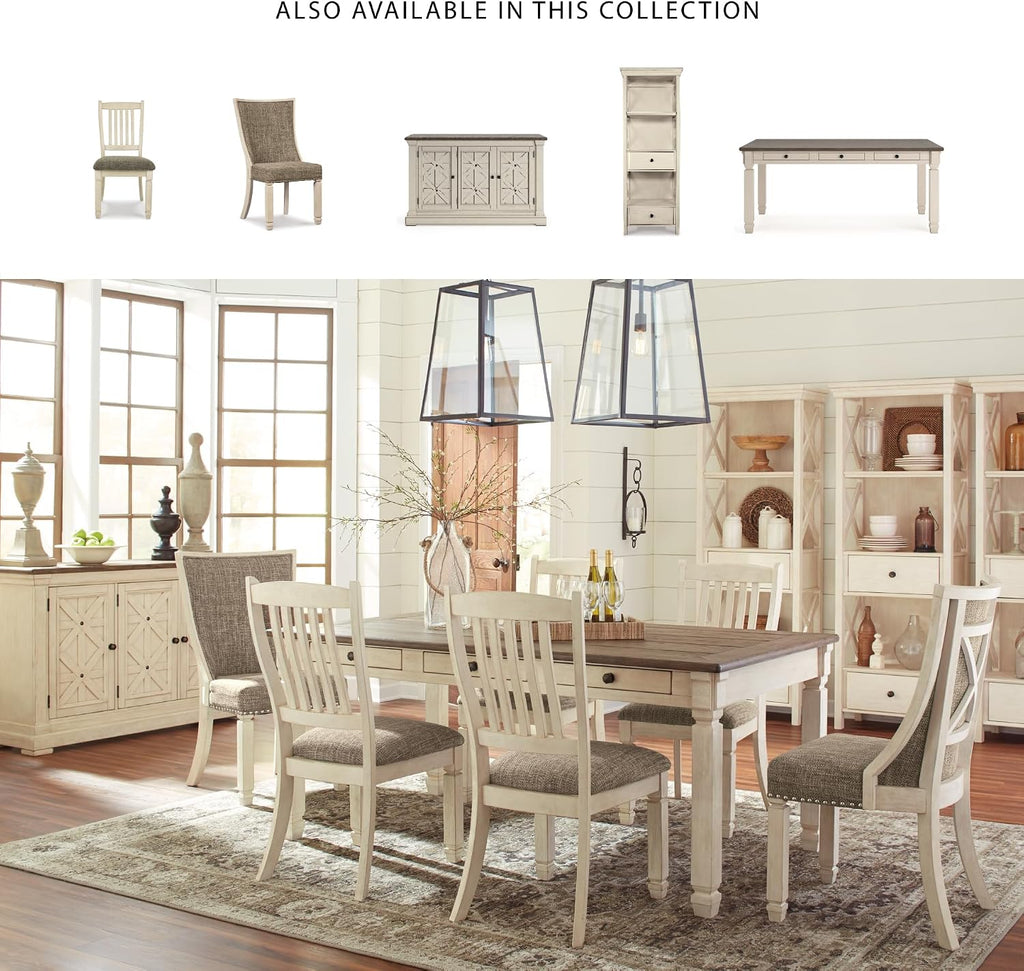 Signature Design by Ashley Bolanburg Modern Farmhouse Upholstered Dining Chair, 2 Count, Brown