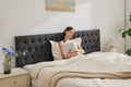 Kingfun Tufted Upholstered King Size Bed Headboard in Modern Button Design, Adjustable Solid Wood Head Board, Premium Linen Fabric Padded Headboards in Bedroom (Dark Grey)