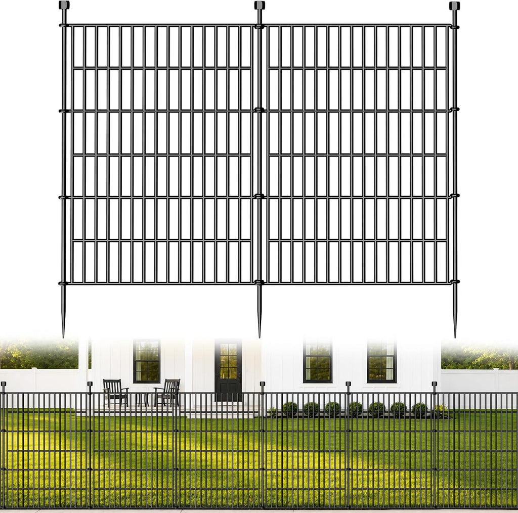 No-Dig Decorative Outdoor Garden Fence for Yard, Animal Barrier Fencing for Dog | Rustproof Metal Temporary Fence for Patio, Pet and Flower Bed | 40in (H) x 23.6ft(L), 10 Panels