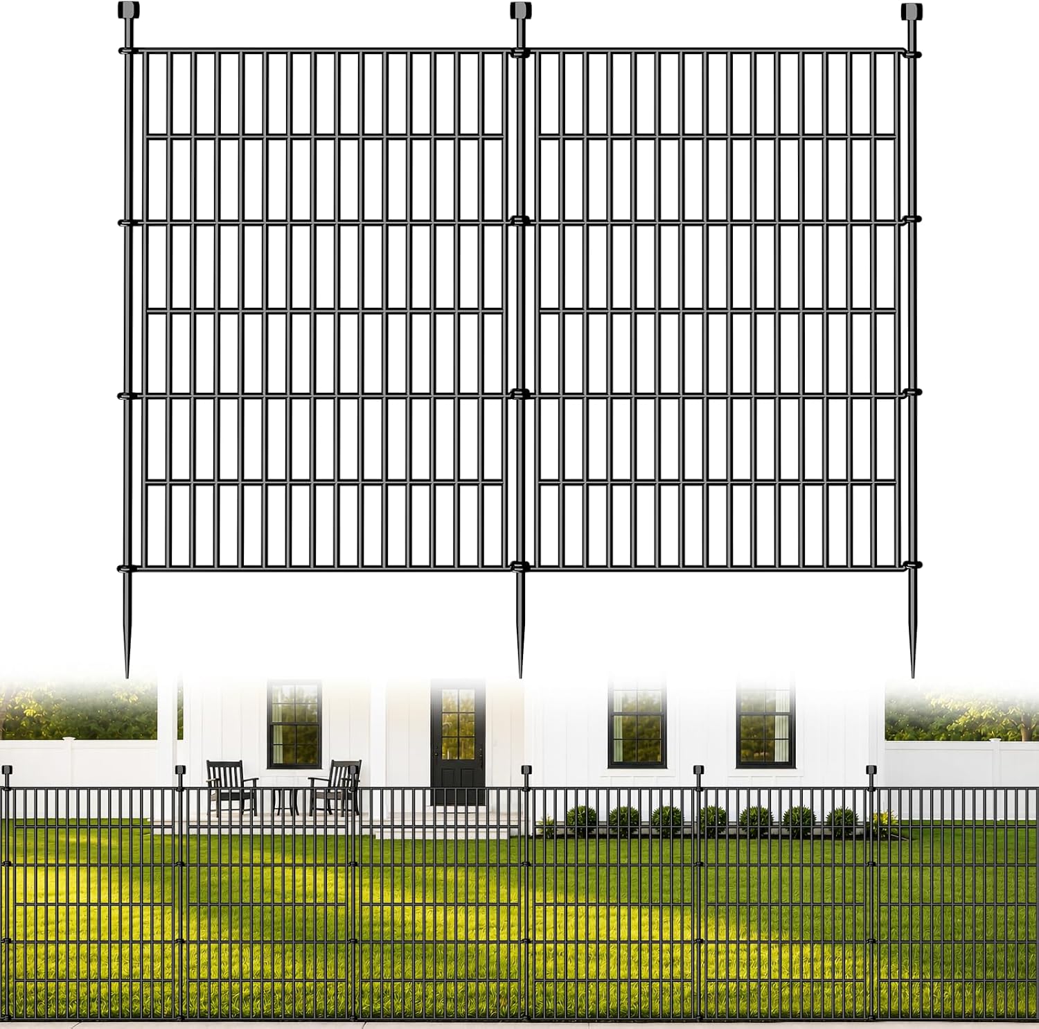 No-Dig Decorative Outdoor Garden Fence for Yard, Animal Barrier Fencing for Dog | Rustproof Metal Temporary Fence for Patio, Pet and Flower Bed | 40in (H) x 23.6ft(L), 10 Panels