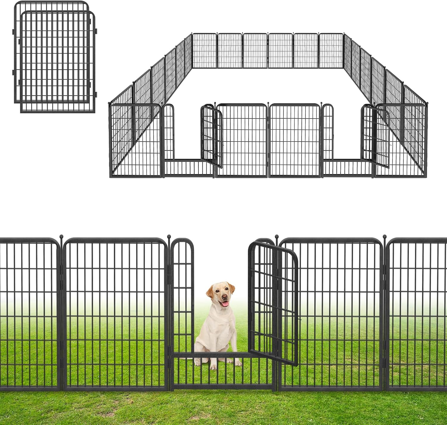 Dog Playpen Outdoor 40inch Dog Fence Outdoor for Yard, 24 Panels Pet Dog Pens Outside Puppy Playpen with Gate for Small/Medium/Large Dogs, Portable Fence for RV Camping, Yard