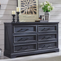 ACCOHOHO Farmhouse 6 Drawer Dresser for Bedroom, 52 Inch Wide Modern Dresser TV Stand with Large Drawers & Bar Handles, Rustic Wood Chest of Drawers for Bedroom, Living Room, Hallway, Black