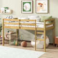 JIVOIT Twin Size Loft Bed with Ladder, Solid Rubber Wooden Low Height Loft Bed, Bed Platform of Strengthened Slats, No Box Spring Needed (Natural//14)