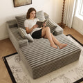 Oversized Chaise Lounge Chair Indoor, 62.6' Cloud Boneless Sleeper Couch Corduroy Upholstered Sofa Bed Deep Seat Comfy Reading Chair with 3 Pillows for Living Room Bedroom, Camel