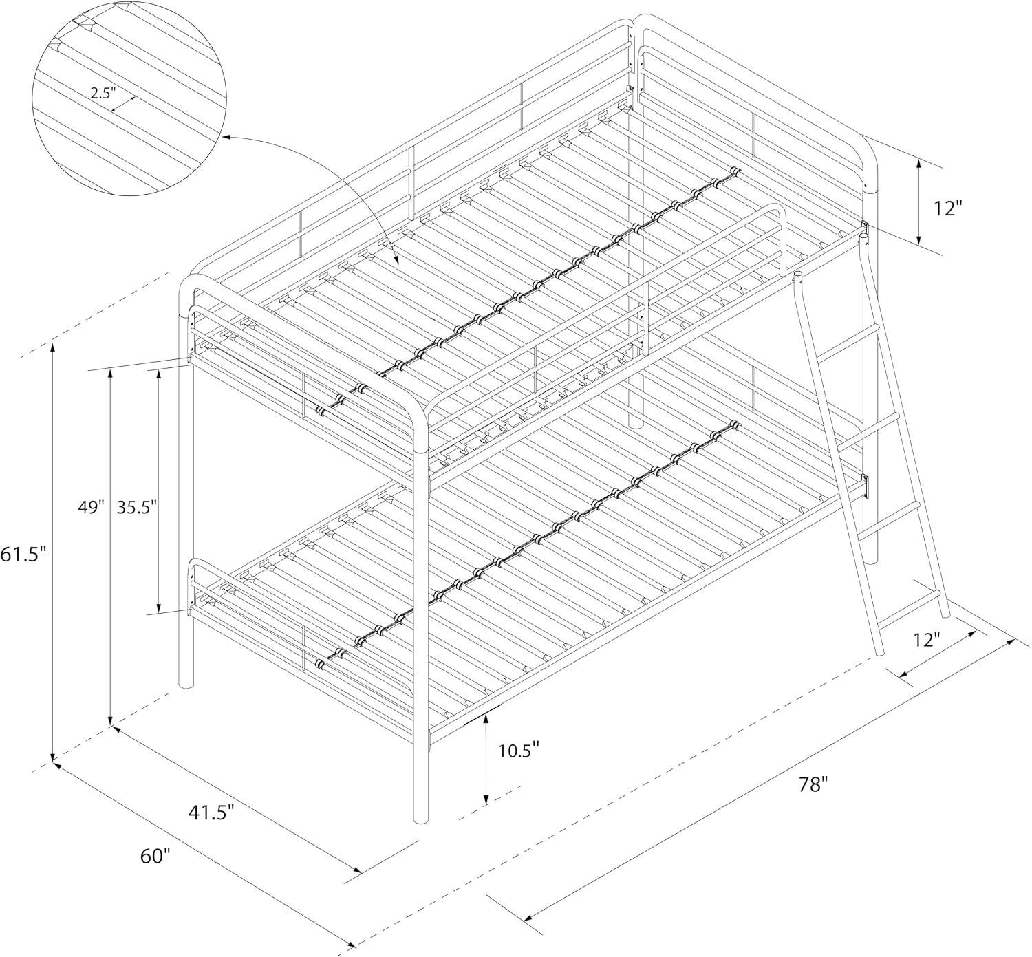 DHP Dusty Twin over Twin Metal Bunk Bed with Secured Ladder, Pink