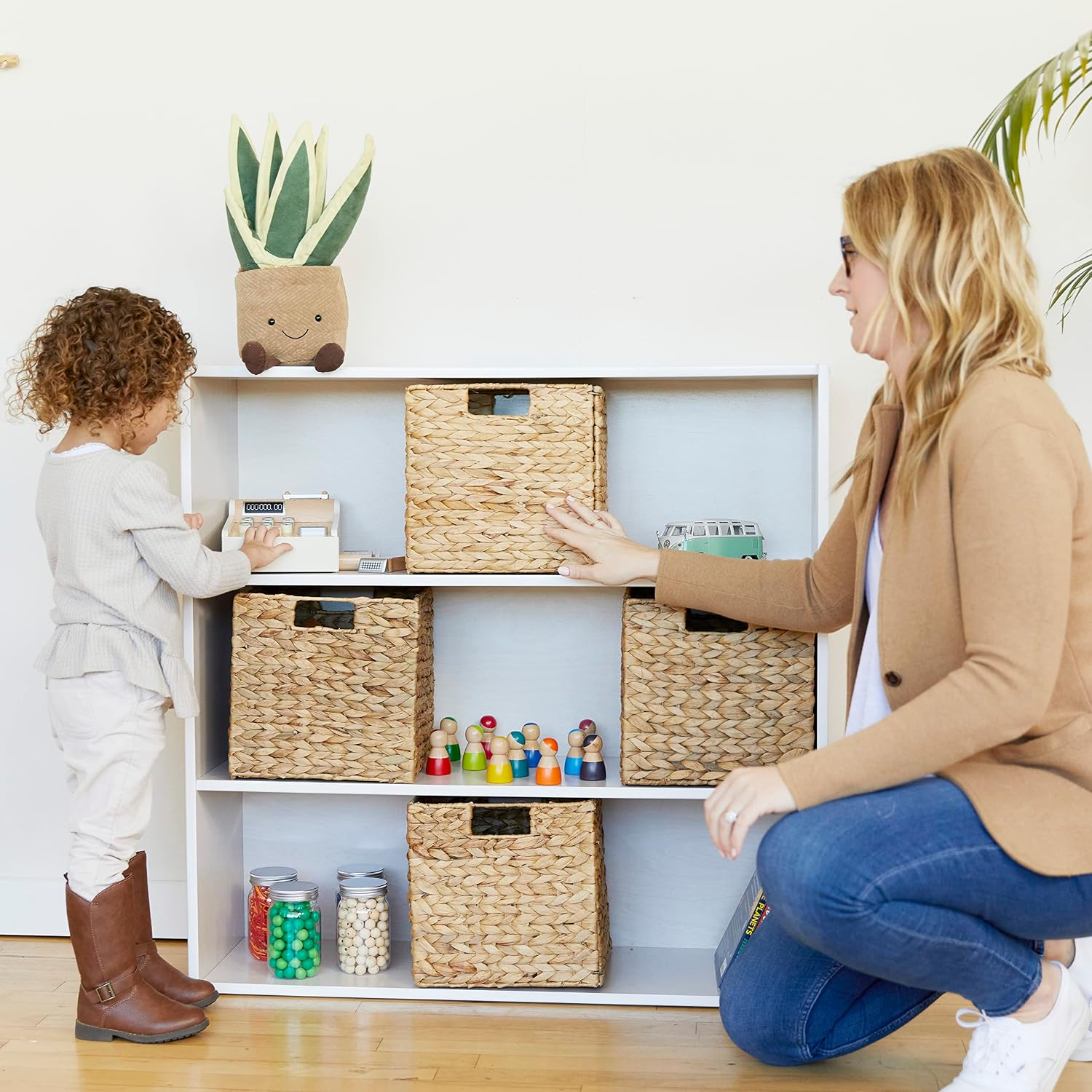 ECR4Kids Birch Streamline 3-Shelf Storage Cabinet, 36in High, Bookcase for Classroom and Playroom, White Wash