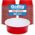 GoBig Red Party Cup Bowls - Large Disposable Plastic Bowls - 22 oz or 60 oz