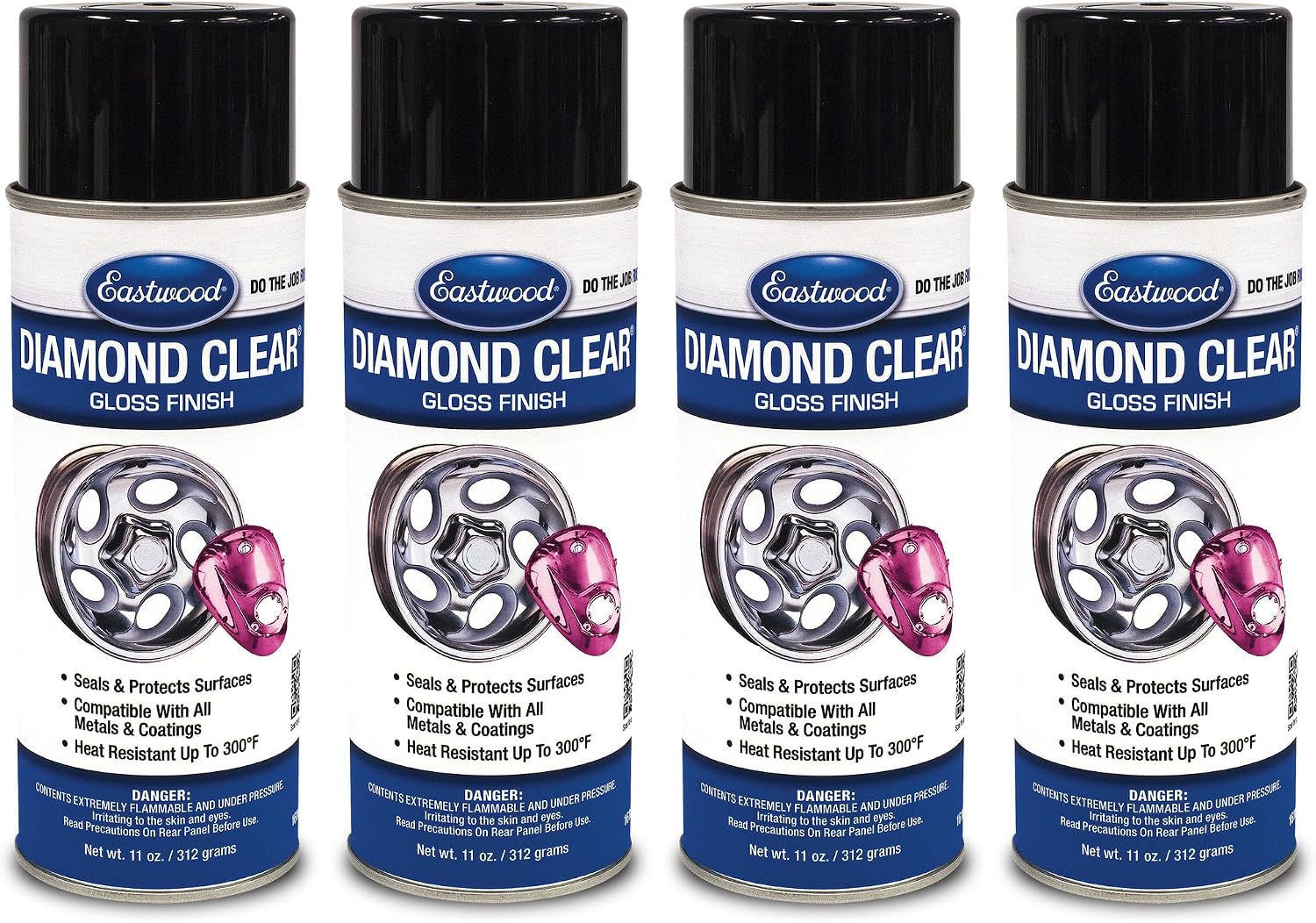 Eastwood Diamond Clear DTM and Painted Surfaces Aerosol Gloss 11 Oz | 4 Pack